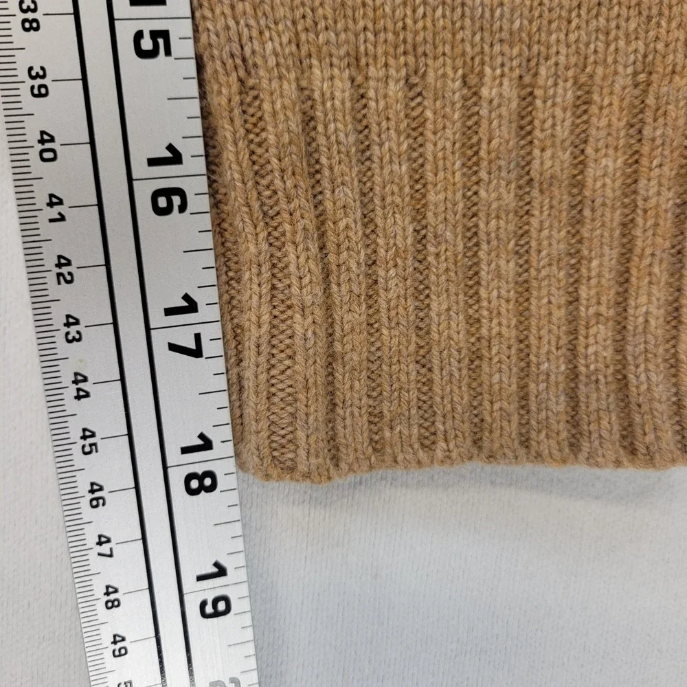 J. Crew Rugged Merino Sweater Mens Small Tan Multi Colorblock Cable Knit‎ Wool